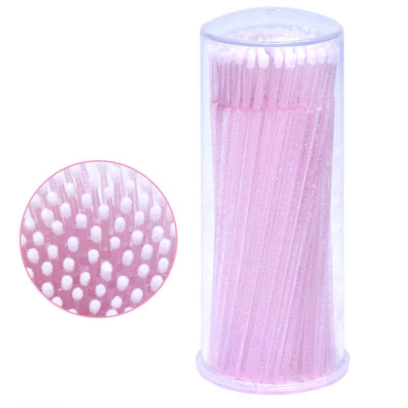 Microbrushes in a tube 100 pcs / pink glitter