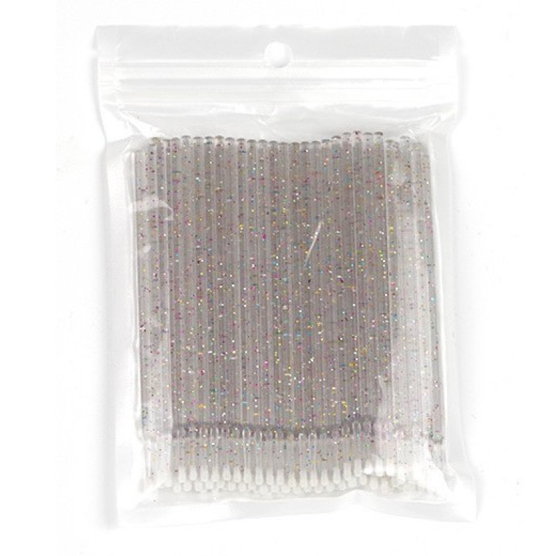 Microbrushes in a package of 100 pcs - GLITTER gray with colored glitter