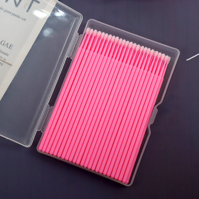 Microbrushes in a plastic box 100 pcs - pink