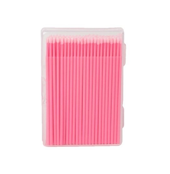 Microbrushes in a plastic box 100 pcs - pink