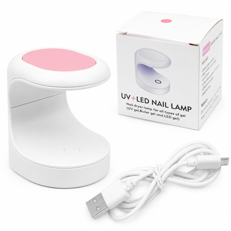 Міні UV-лампа для сушіння нігтів портативна | UV+LED Nail Lamp | біло-чорна