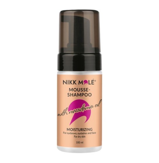 Мусс-Шампунь для бровей и лица NIKK MOLE / с маслом Макадамии, 100 мл