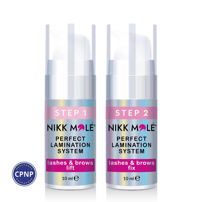 Zestaw do laminacji brwi i rzęs Nikk Mole Perfect Lamination (STEP 1 + STEP 2) - 2x10 ml
