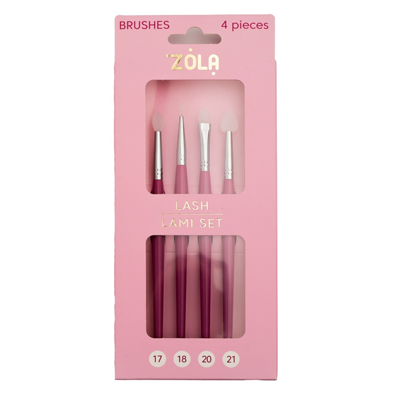 Набір пензлів для ламінування вій ZOLA / Lash Lami Set 4 шт (17,18,20,21)