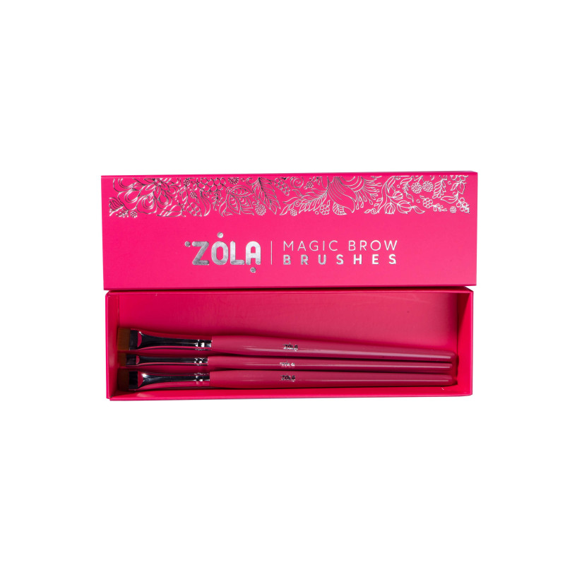 Набор кистей для окрашивания бровей ZOLA MAGIC BROW BRUSHES / малиновый