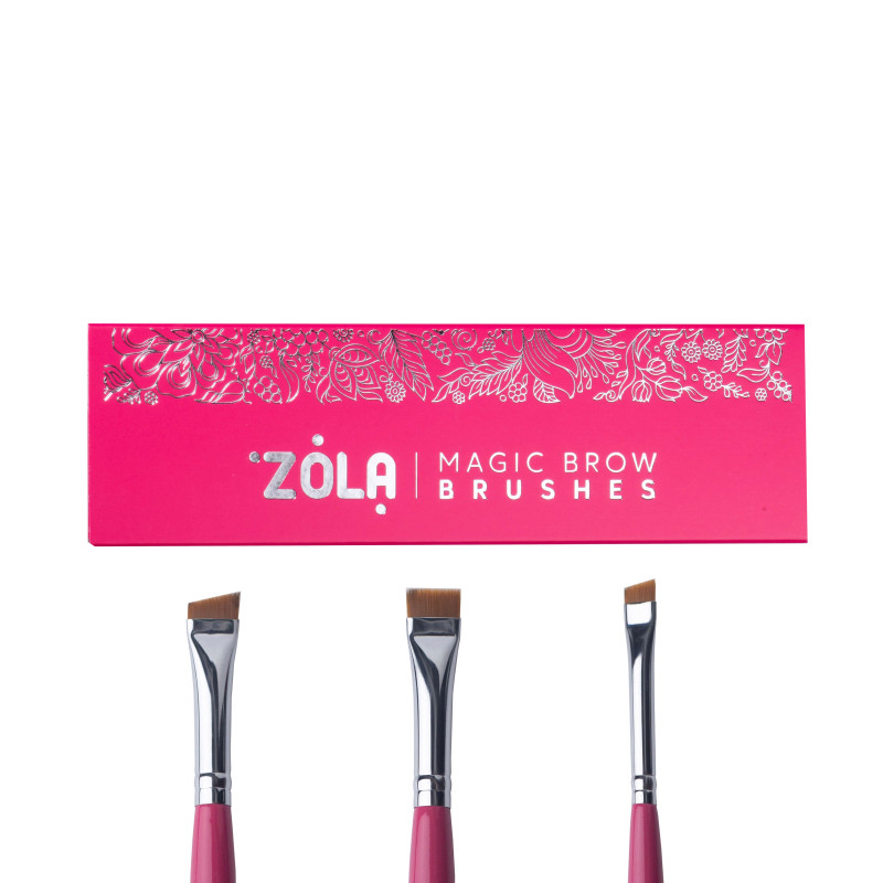 Набор кистей для окрашивания бровей ZOLA MAGIC BROW BRUSHES / малиновый
