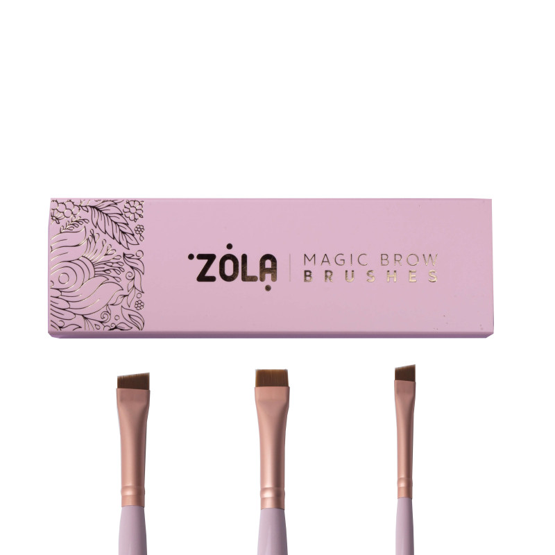 Набор кистей для окрашивания бровей ZOLA MAGIC BROW BRUSHES / светло-розовый