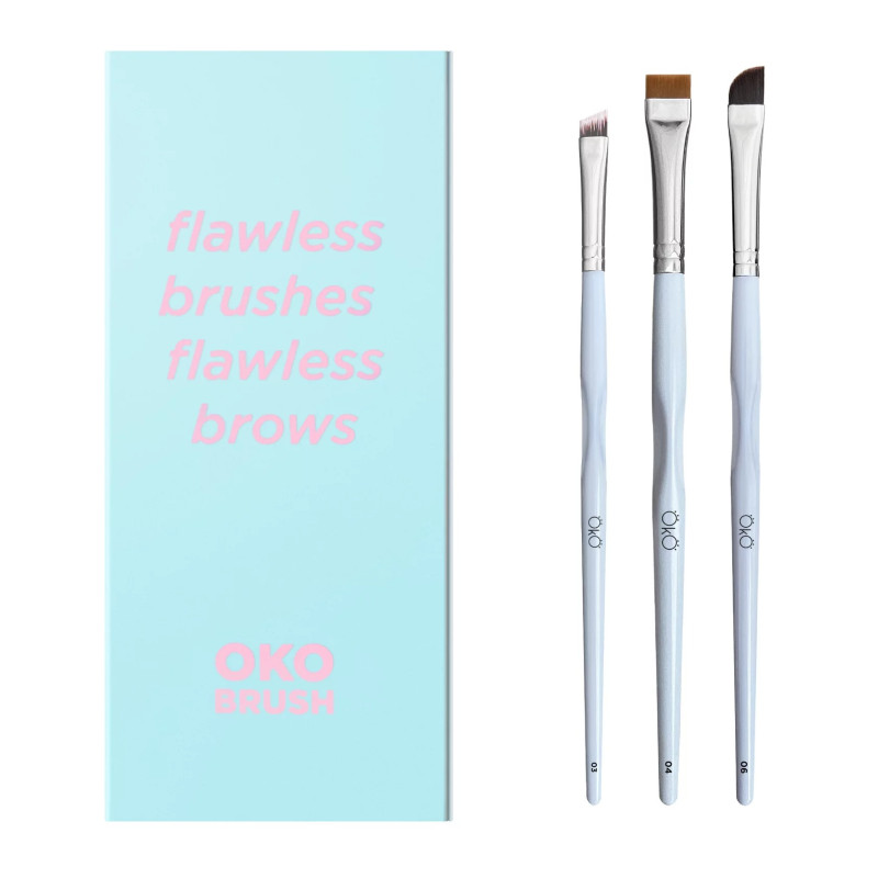 Zestaw pędzli OKO / Flawless Brushes Flawless Brows / niebieskie pudełko