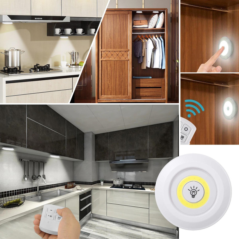 Набор светильник портативный на батарейках с пультом / LED light with Remote Control / 3 шт + пульт