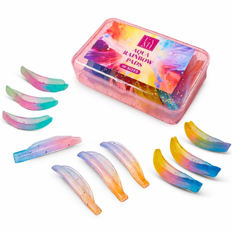 Lami Lashes Eyelash Extension Pad Set, 10 Pairs - Aqua Rainbow Pads - MULTICOLORED