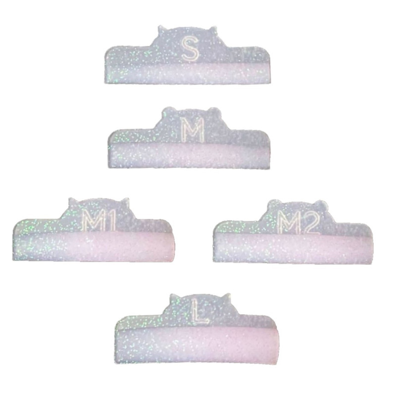 Набор валиков для ламинирования ресниц Lami Lashes 5 пар Hippo (S, M, M1, M2, L) / розовые блёстки