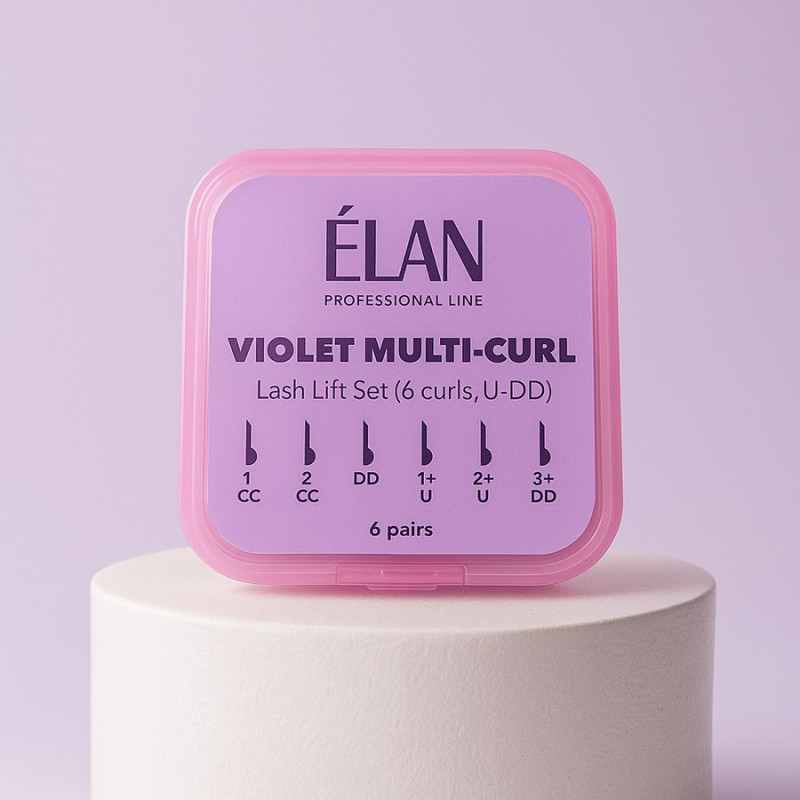 Zestaw wałków do laminowania rzęs (z lokami U-DD) ELAN - VIOLET MULTI-CURL, 6 par
