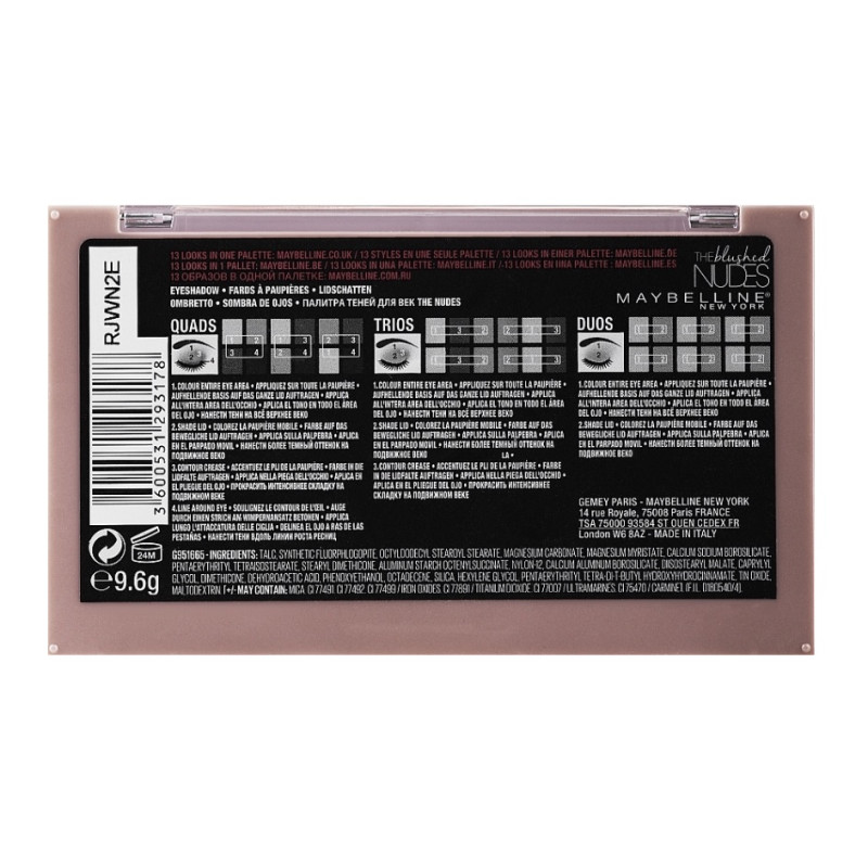 Палетка теней для век 12 оттенков Maybelline New York / The Blushed Nudes, 9.6
