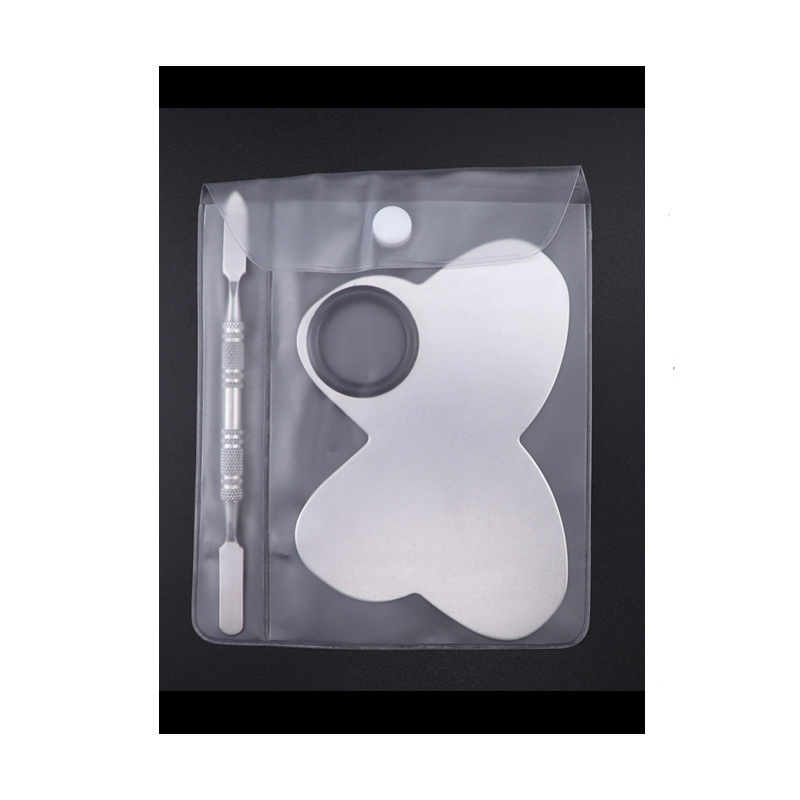 Mixing palette "Makeup palette metal" / steel with spatula / butterfly