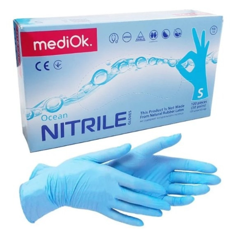 Nitrile gloves MediOk, 100 pcs. packed, size S / blue