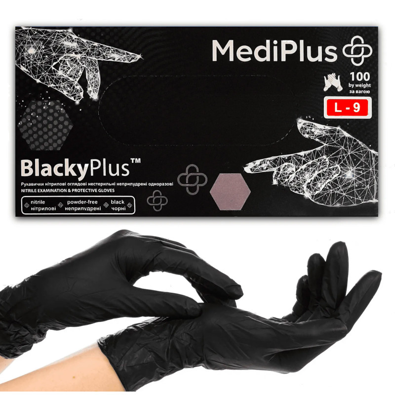 NITRILE gloves MediPlus 100 pcs per pack / black BlackyPlus / size L