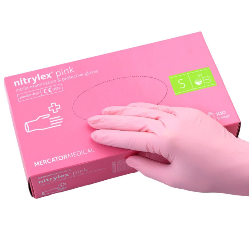 Рукавички нітрилові Mercator Medical Nitrylex Pink - ніжно-рожеві S