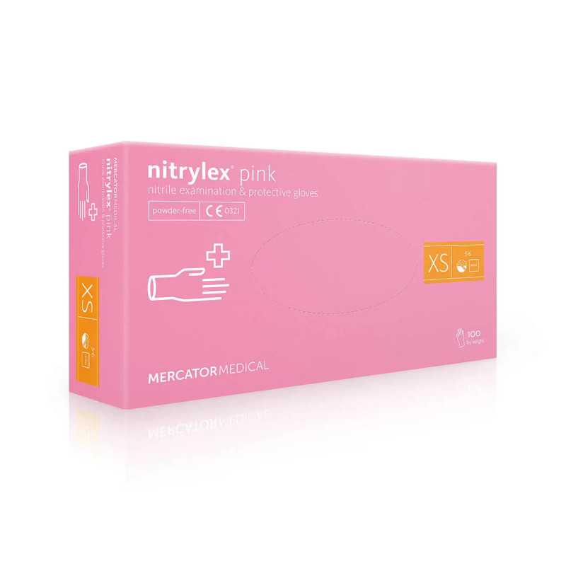 Перчатки нитриловые Mercator Medical Nitrylex Pink - нежно-розовые XS