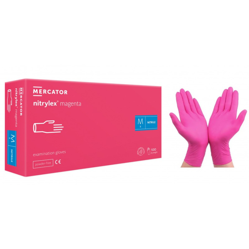 Powder-free nitrile gloves Nitrylex Magenta / raspberry M