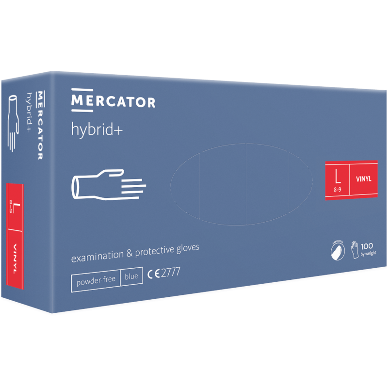 Рукавички вінілові Vinyl MERCATOR hybrid + 100 шт в уп, розмір L / блакитні