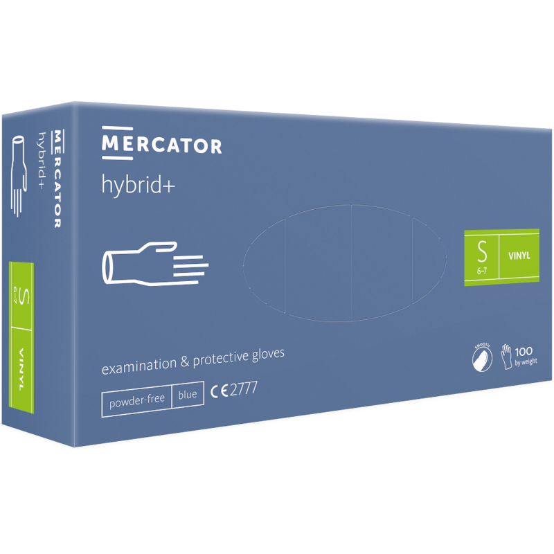 Рукавички вінілові Vinyl MERCATOR hybrid + 100 шт в уп, розмір S / блакитні