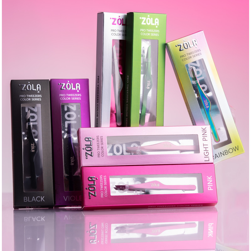 Professional beveled eyebrow tweezers ZOLA (curly) / PINK