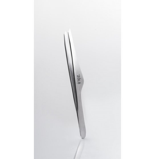 ZOLA Professional Angled Eyebrow Tweezers - Premium Series - Silver