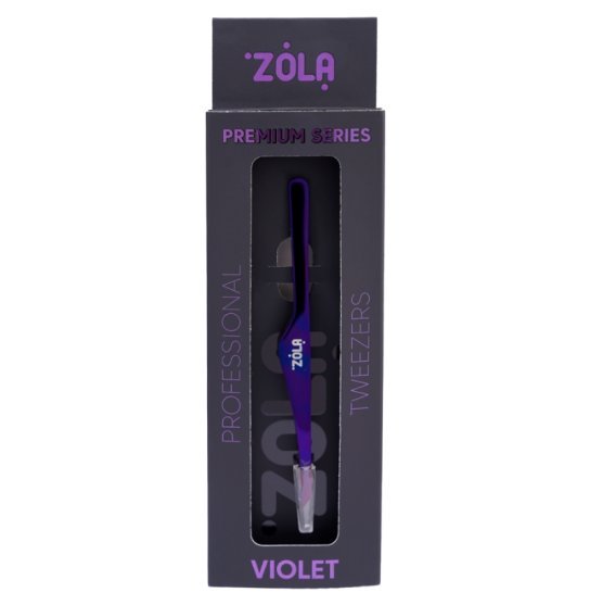 Pęseta do brwi ZOLA Professional kątowa - seria Premium - fioletowa
