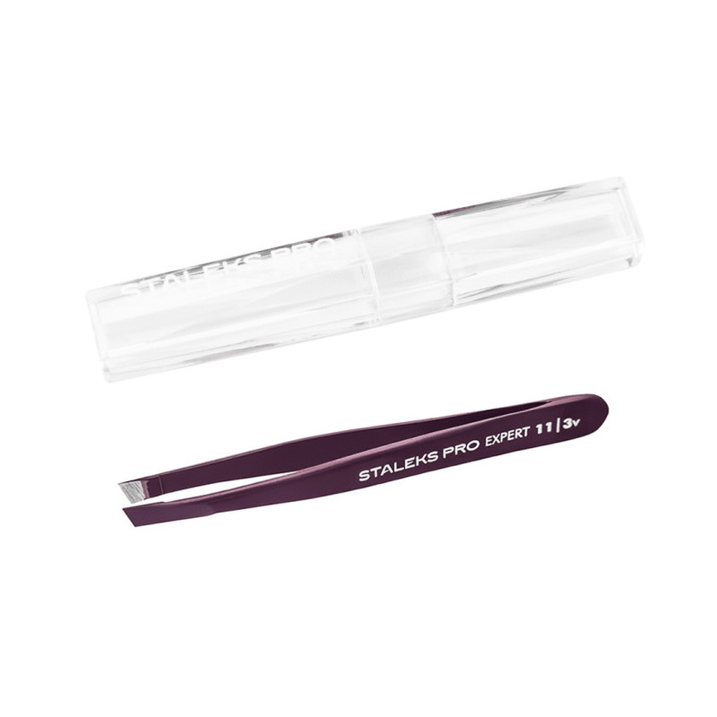 Пинцет для бровей STALEKS PRO EXPERT / 11 TYPE 3 / фиолетовый