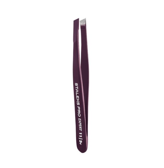 Пинцет для бровей STALEKS PRO EXPERT / 11 TYPE 3 / фиолетовый