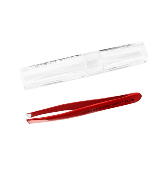 Пінцет для брів STALEKS PRO EXPERT / 11 TYPE 3 / червоний
