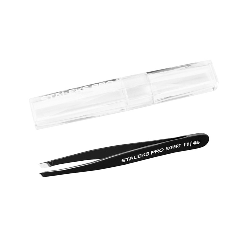 Пинцет для бровей STALEKS PRO EXPERT / 11 TYPE 4 / черный