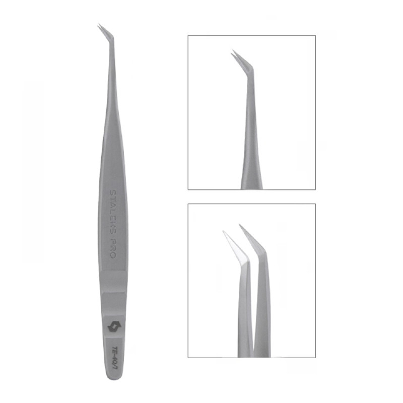 Pęseta do rzęs Staleks Staleks EXPERT 40/1 (w kształcie litery L, 50')