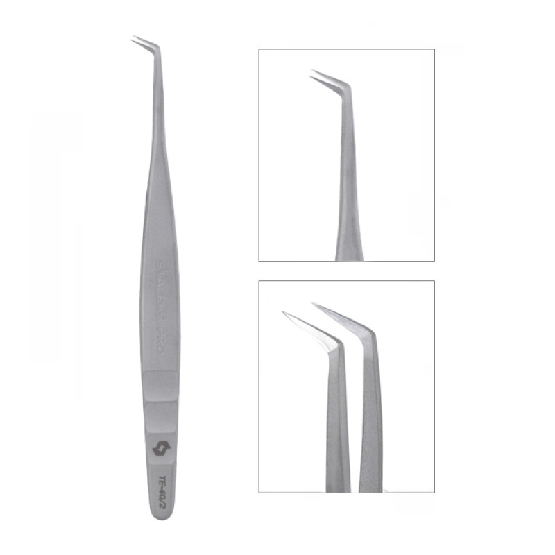 Pęseta do rzęs Staleks Staleks EXPERT 40/2 (w kształcie litery L, 70')