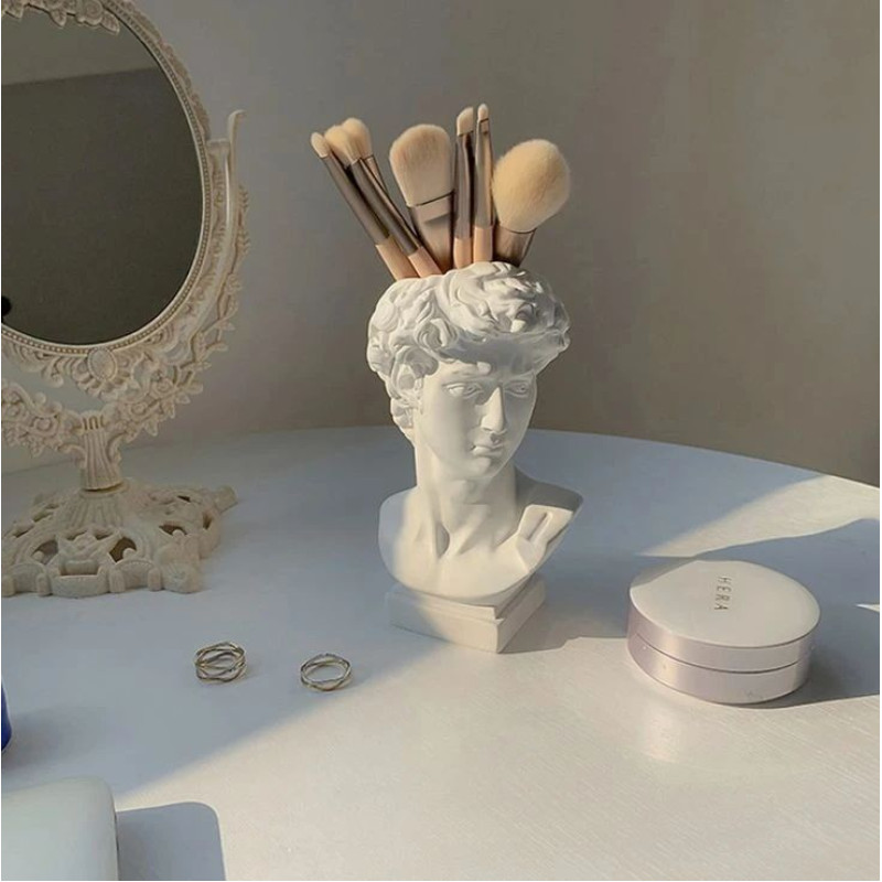 Stand for flowerpots for brushes and other David / white with silver