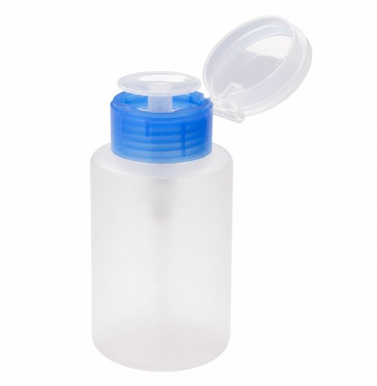 The pump for liquids is plastic | 150 ml | clear blue