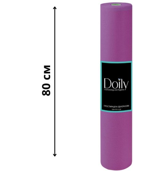 Простынь одноразовая в рулоне из спанбонда Doily - 0,8 х 100 м - пурпурная