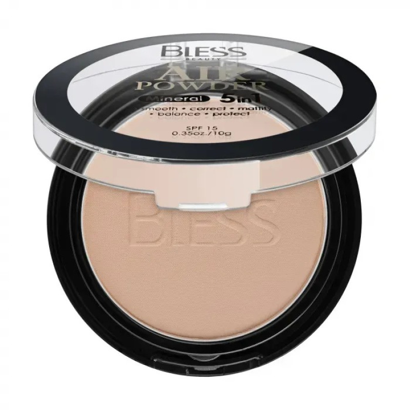 Compact face powder Bless Beauty - Air Powder Mineral 5in1 (SPF 15) - No. 101, 10 g