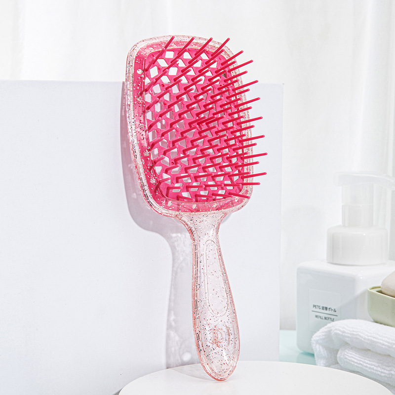 Гребінець для волосся Hair Brush - рожевий з блискітками (у коробці)