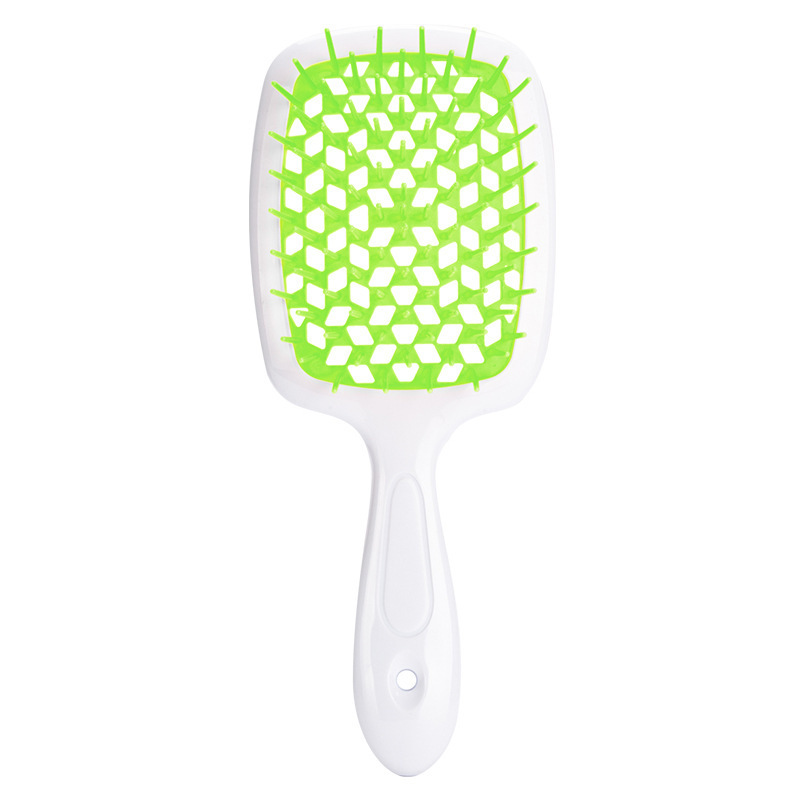 Hair Brush - White Handle with Green Center (in a bag)