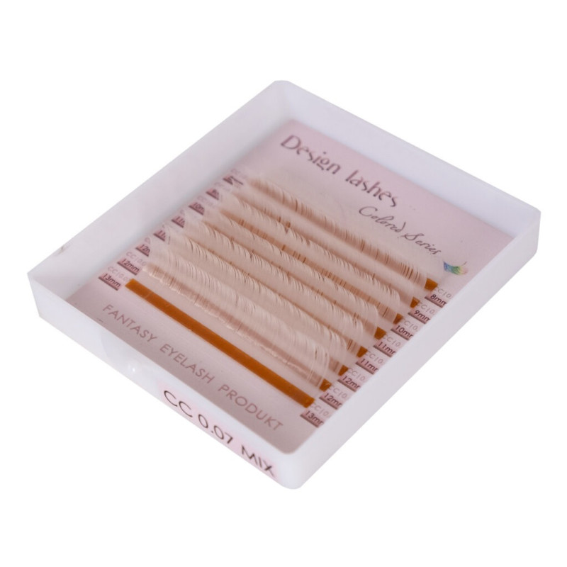 Вії для нарощування Design Lashes (10 ліній) / 0,07, mix C / 7-12 мм / білі