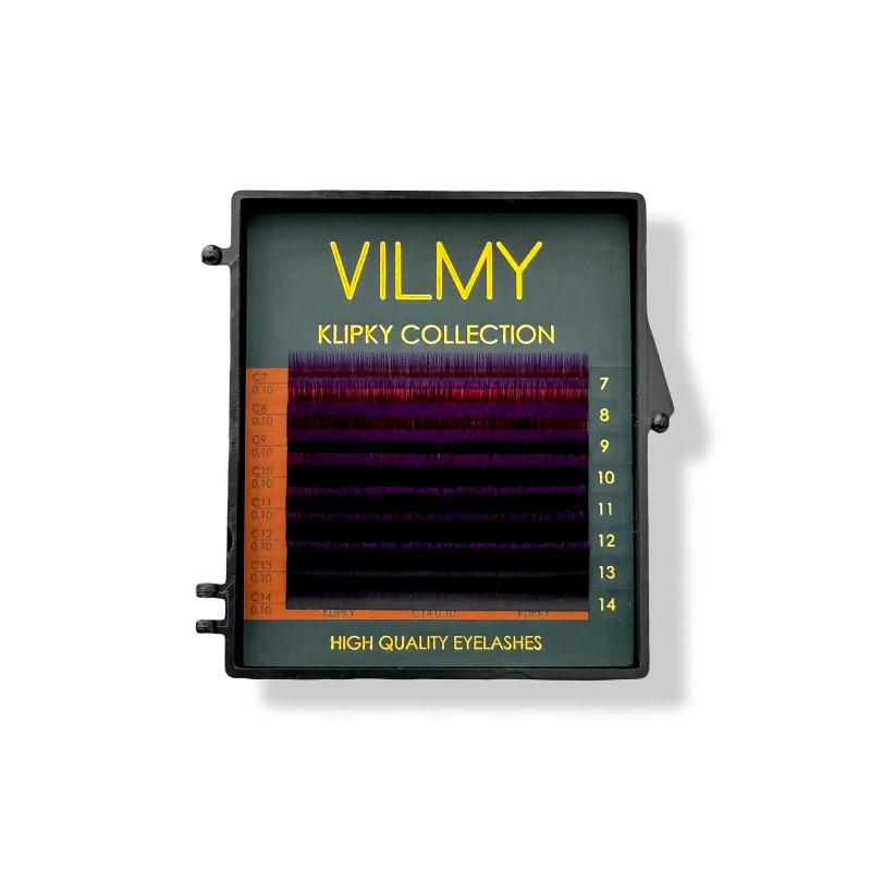 Вії для нарощування VILMY KLIPKY (two-tone 8 ліній) - Ombre VIOLET mix C+/0,07/7-14 мм
