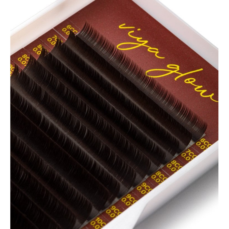 Rzęsy do przedłużania Viya DARK CHOCO - 0,07 mix D - 7-14 mm - (ciemny brąz)