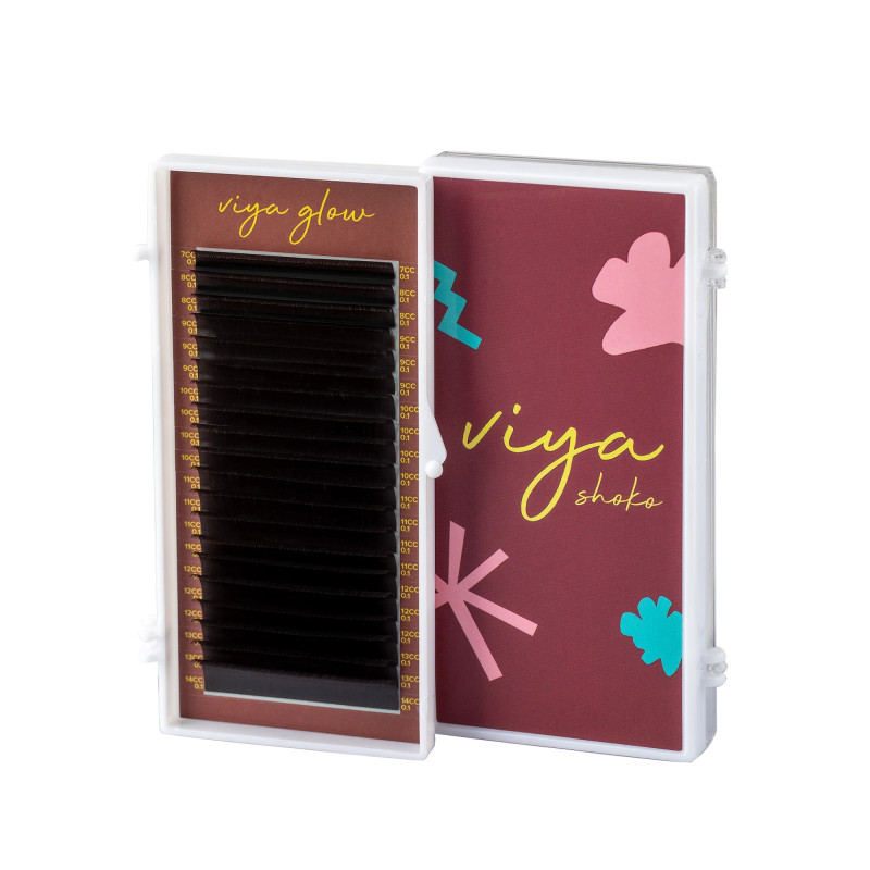 Rzęsy do przedłużania Viya DARK CHOCO - 0,07 mix M - 7-14 mm - (ciemny brąz)