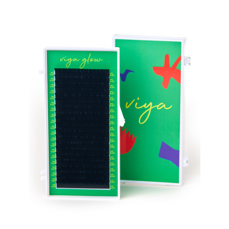 Вії для нарощування Viya GLOW - 0,07 mix C - 6-14 мм - чорні