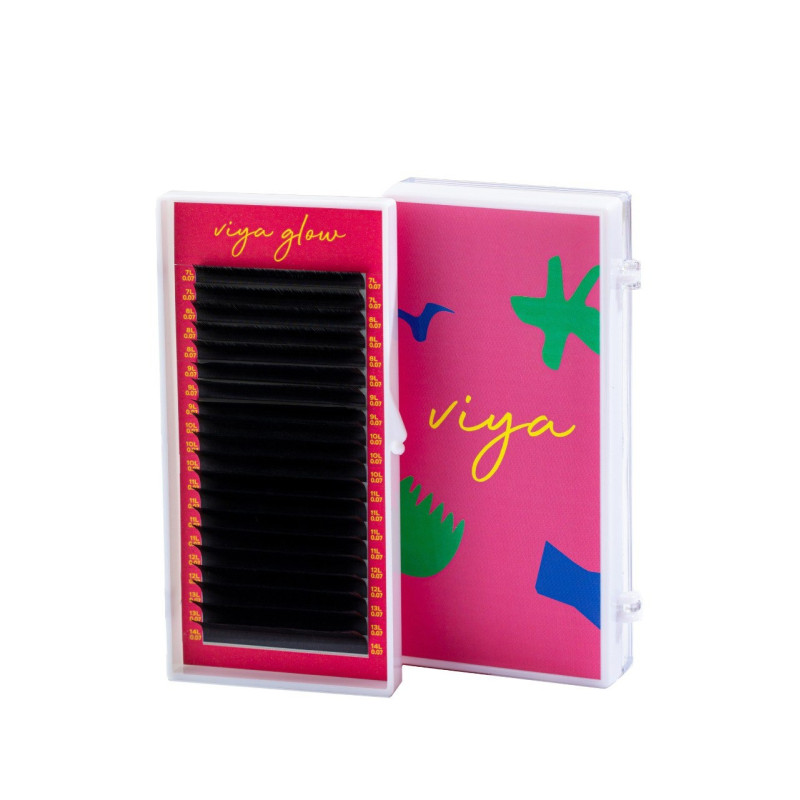 Вії для нарощування Viya GLOW - 0,07 mix L - 7-14 мм - чорні