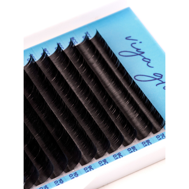 Eyelashes for extension Viya GLOW separate length - CC 0.07 (10 mm) - black