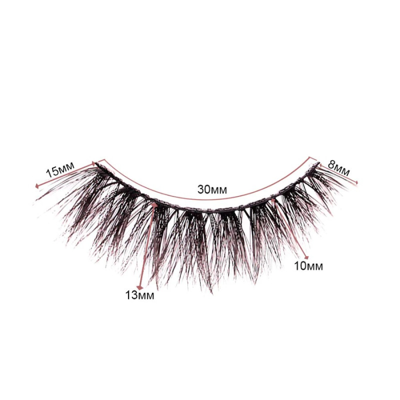 Ресницы накладные многоразовые + клей ZIDIA Lashes Red Carpet Collection (clear band) / Lola