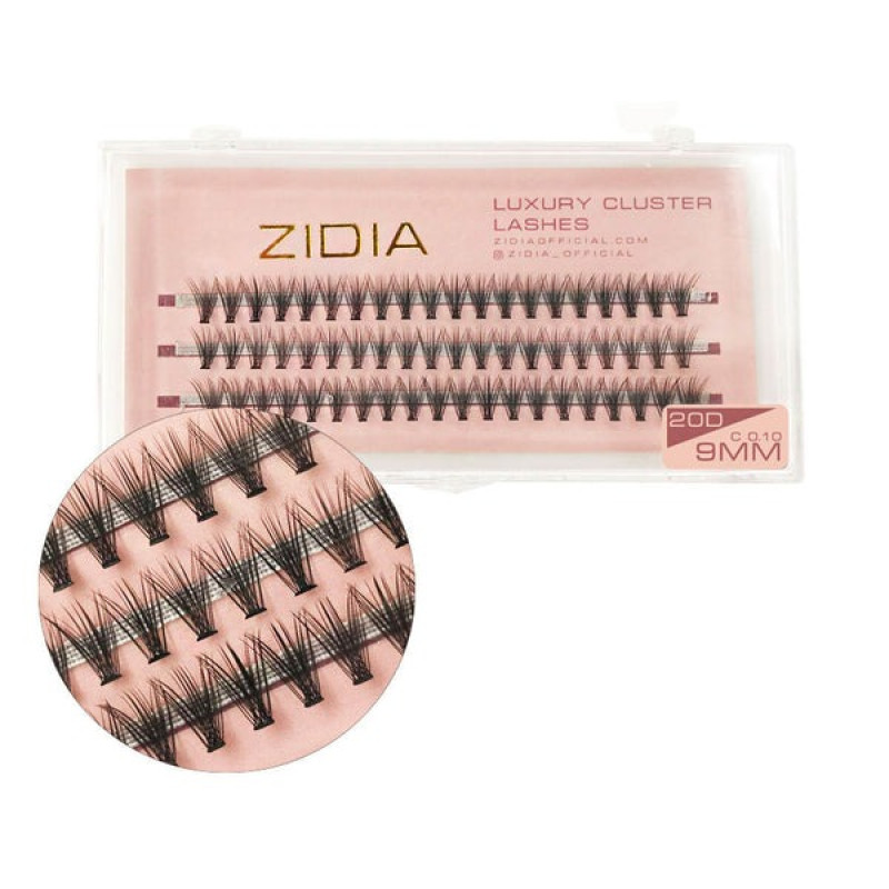 ZIDIA Luksusowe rzęsy w kępkach 20D (C 0.10, 3 paski) - 9 mm