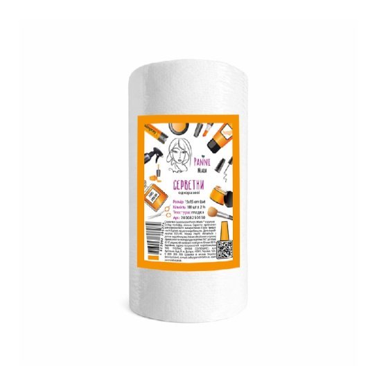 Disposable spunlace wipes in roll smooth 40g/m2 Panni Mlada - 15x15 cm, 100 pcs